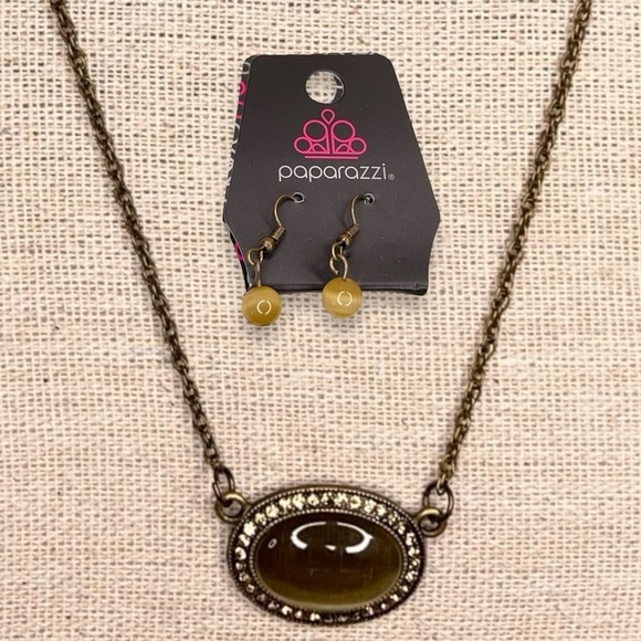 BRONZE LOOK AMBER STYLE SET EARRINGS NECKLACE GIFT PENDANT DANGLE BOHO BOHEMIAN - Picture 1 of 7